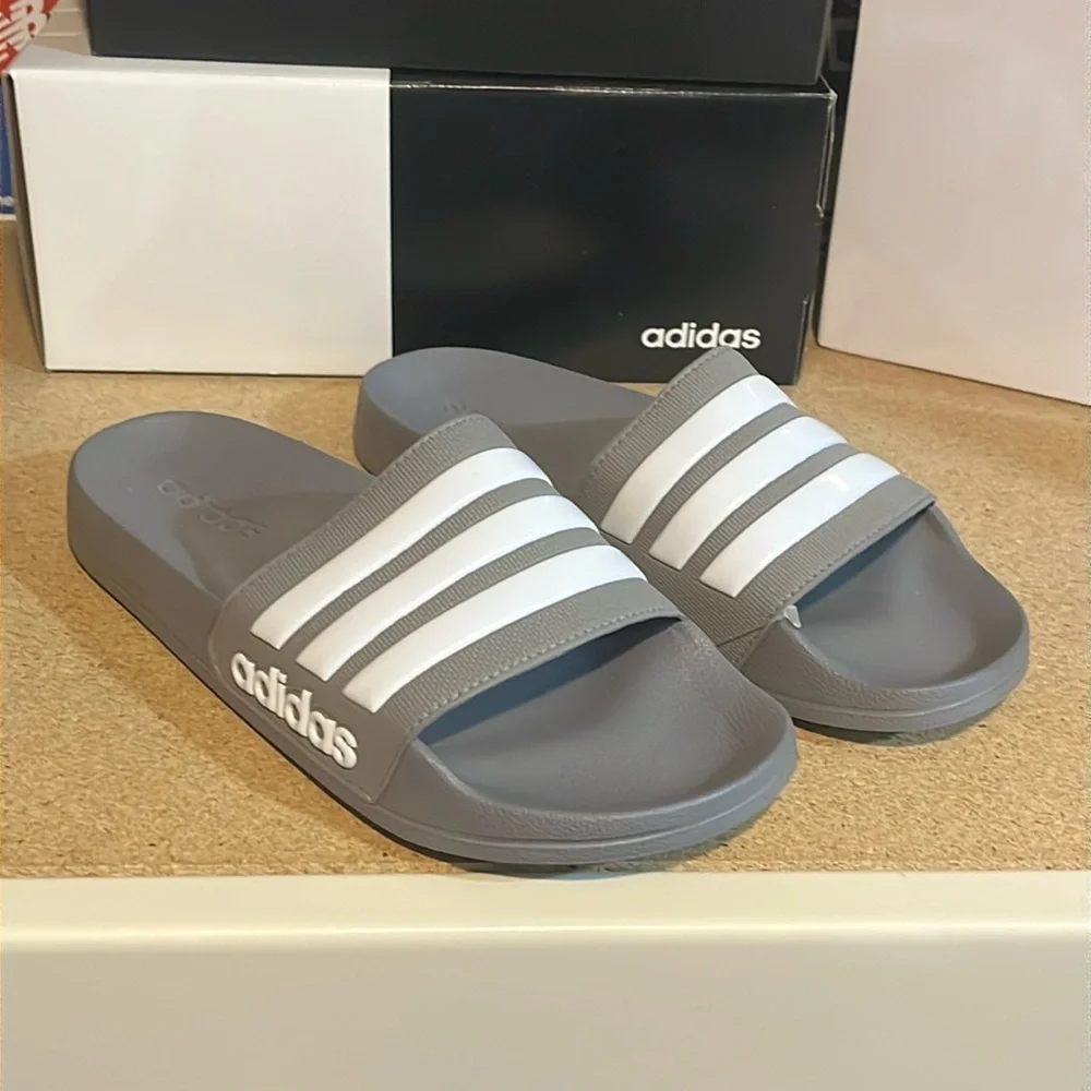 Adidas Adilette Shower Slides Sandals Shoes grey Pool B42212 new Mens Size 13